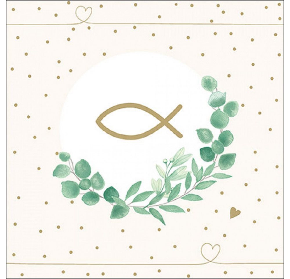 Ambiente Luxury Paper Products Papierserviette Kommunion, Hochzeit, Taufe, Konfirmation, Christliche Tischdeko, (20 St), Regenbogen / Taube / Fisch / Kreuz / Kerze / Schiff / PX -Tischdeko von Ambiente Luxury Paper Products