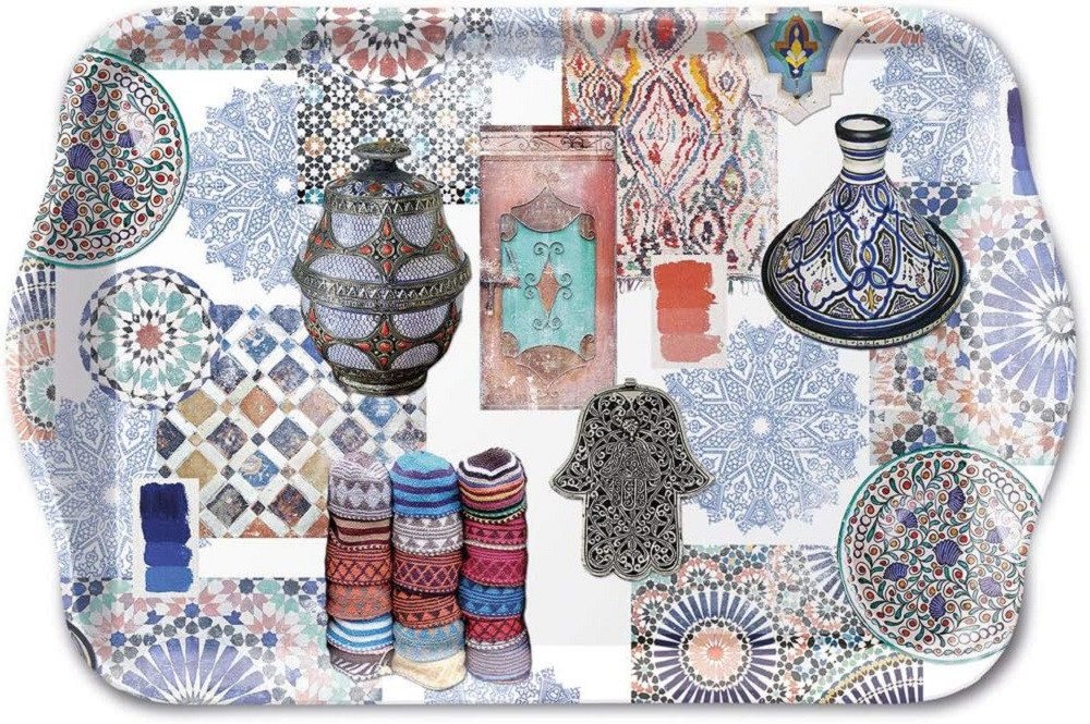 Ambiente Luxury Paper Products Tablett Meerestiere, Tray, Planzen, Blumen, Tiere, Vogel, Birds, Blossom, Melamine, Vintage, Blumentopf, Vase Tablett Medina - 13x21 cm -, (1-tlg), Meer, Strand Sommer, Frühling, Herbst, Winter von Ambiente Luxury Paper Products