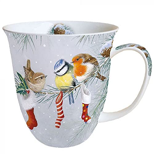 Ambiente Weihnachtsbecher 0,4 L Weihnachtssocken Robin Blue Tit & Wren von Ambiente