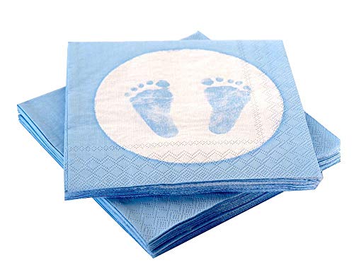 20 Napkins Baby Feet Footprint Light Blue Christening Birth Boy Baby Shower von Ambiente