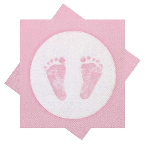 Ambiente 20 Papierservietten Babyfüße Fußabdruck Mädchen rosa Tischdekoration Babyparty von Ambiente
