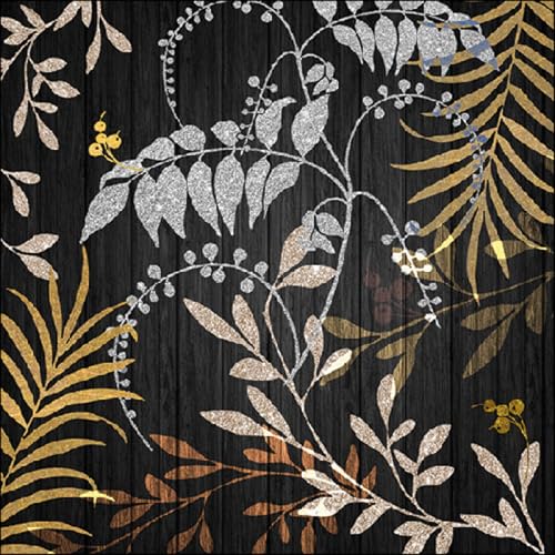 20 Servietten Edle Blätterzusammenstellung | Blätter | schwarz | gold | Herbst | Herbstservietten | Gäste | Tischdeko | Dekoration | Fest | Feier | basteln | Decoupage | Serviettentechnik 33x33cm von Ambiente