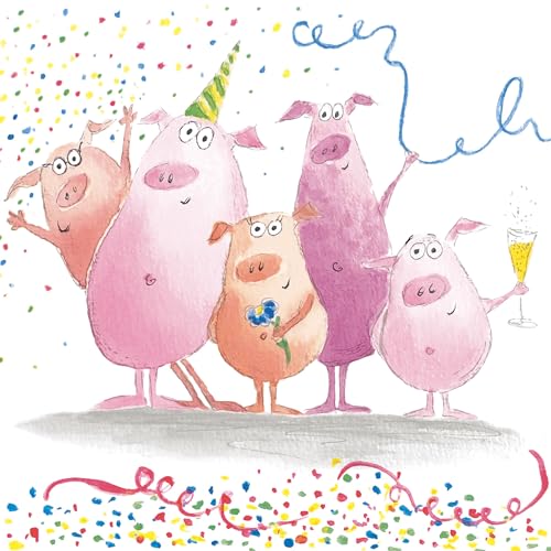 20 Servietten Geburtstag & Party Party-Schweine als Tischdeko. Papierservietten mit Motiv. Auch für Decoupage und Serviettentechnik 33x33cm von Ambiente