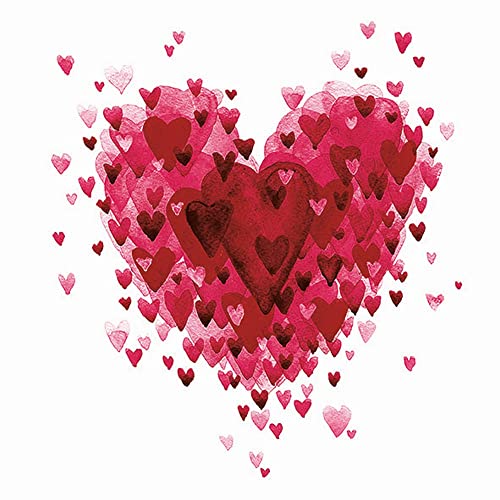 20 Servietten Herzen über Herz | Valentinstag | Muttertag | Hochzeit | Tischdeko | Decoupage | Serviettentechnik 33x33cm von Ambiente