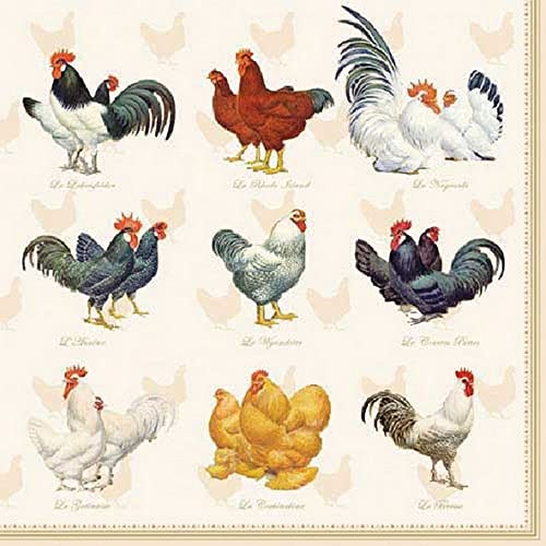 20 Servietten Hühnerarten | Tischdeko | Decoupage | Serviettentechnik 33x33cm von Ambiente