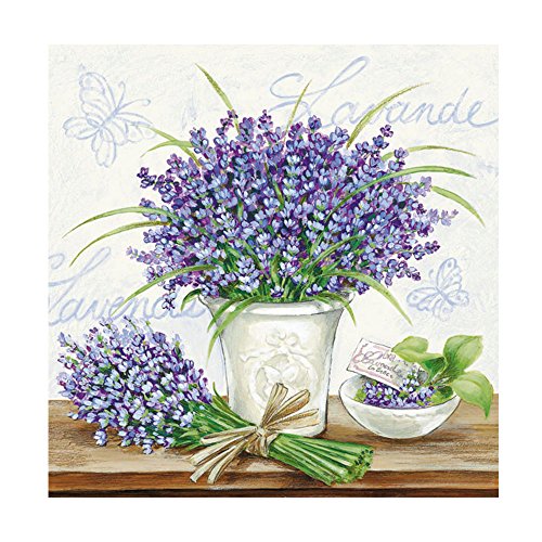 20er Pack Servietten Lavendel auf Grau 33 x 33 cm von Ambiente