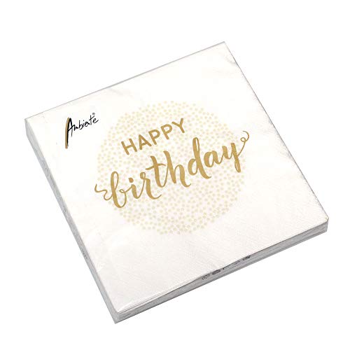 Ambiente 20 Servietten Happy Birthday 3-lagig 33x33cm Tissue Geburtstag weiß Gold schwarz, Farbe:Gold von Ambiente