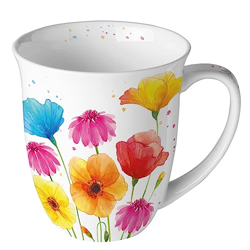 Ambiente Becher Mug Tasse Tee/Kaffee Becher ca. 0,4L Floral Colourful summer flowers von Ambiente
