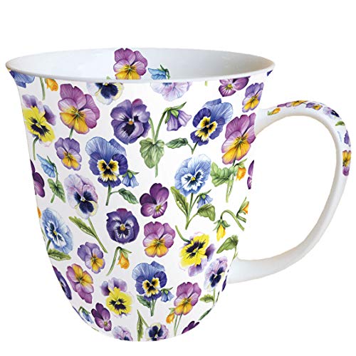 Ambiente Becher Mug Tasse Tee/Kaffee Becher ca. 0,4L Floral Pansy All Over von Ambiente