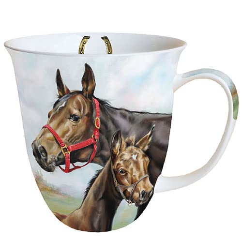 Ambiente Becher Mug Tasse Tee/Kaffee Becher ca. 0,4L Pferde Horse Love von Ambiente