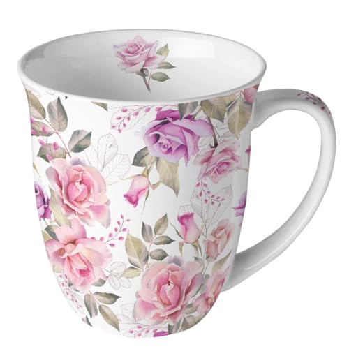 Ambiente Becher Porzellan Rosen Blumen Kollektion, Tasse - Tee/Kaffee - Geschenkartikel von Ambiente