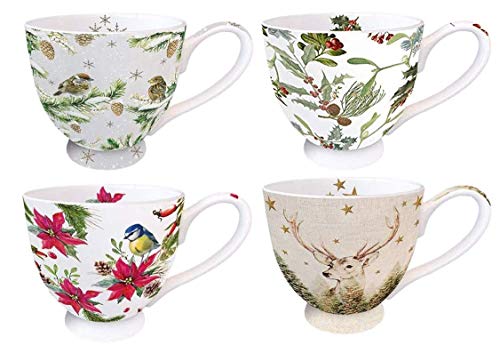 Ambiente Christmas Collection 4er Set Tasse aus feinem Knochenporzellan 0,45 l von Ambiente