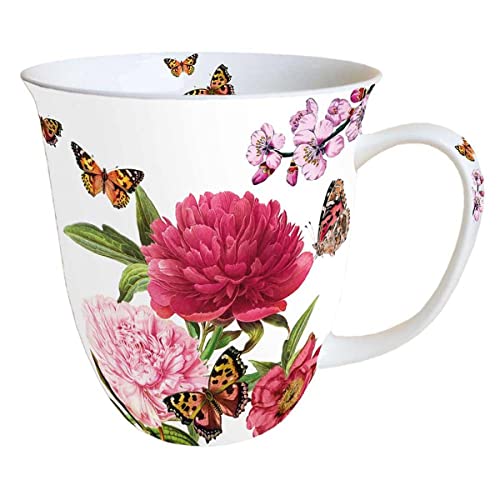 Ambiente Fine Bone China Becher 0,4 Liter Pfingstrosenweiß von Ambiente