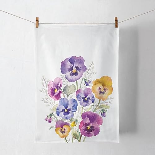 Ambiente Geschirrtuch Küchentuch Trockentuch 50x70cm 100% Baumwolle Blumenmotiv Frühling Garten Stiefmütterchen Pansies von Ambiente