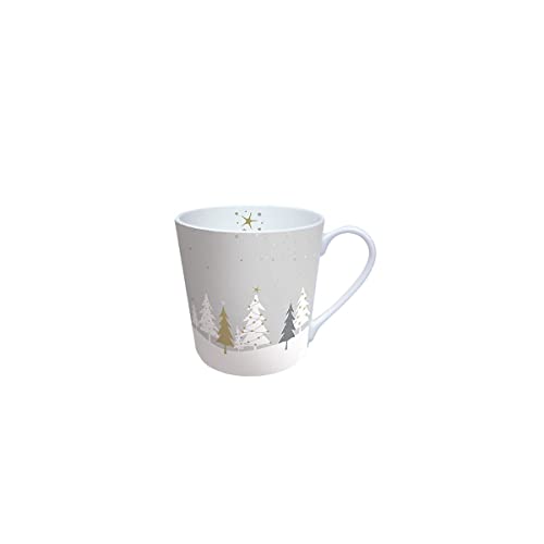 Ambiente Kaffeetasse Midnight Trees Grau 300ml Teetasse Kaffee-Tasse Tee-Tasse Weihnachtstasse Henkeltasse von Ambiente