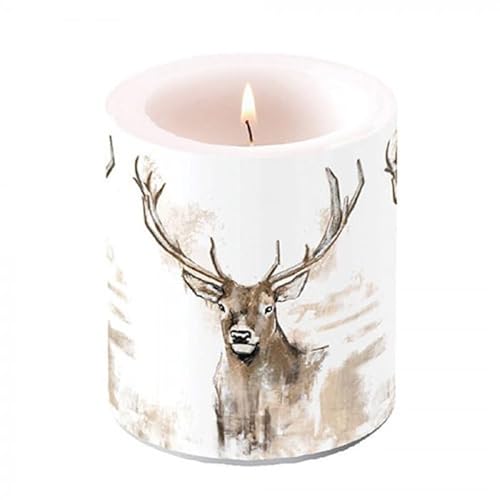 Ambiente Kerze Stumpenkerze Antlers Hirsch 10 cm hoch Jagd Landhaus 45h Brenndauer von Ambiente