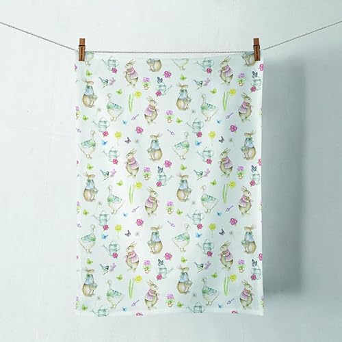 Ambiente Küchentuch Geschirrtuch Deko Küche 70 x 50 cm 100% Baumwolle Ostern Osterhasen Pastellfarben Serie Easter Garden von Ambiente