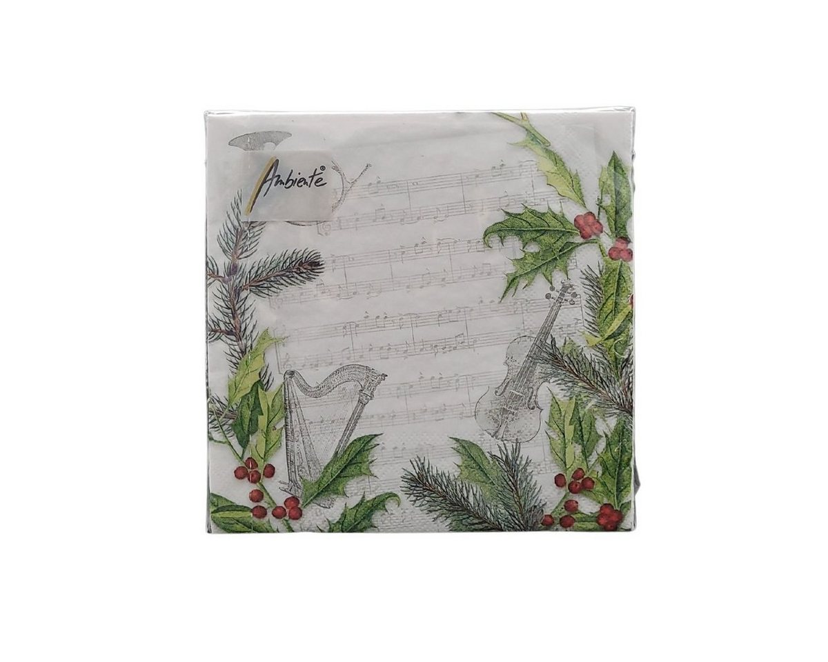 Ambiente Papierserviette, (20 St), Christmas Song", Motiv: Horn, Harfe und Violine, 20 Stück" von Ambiente