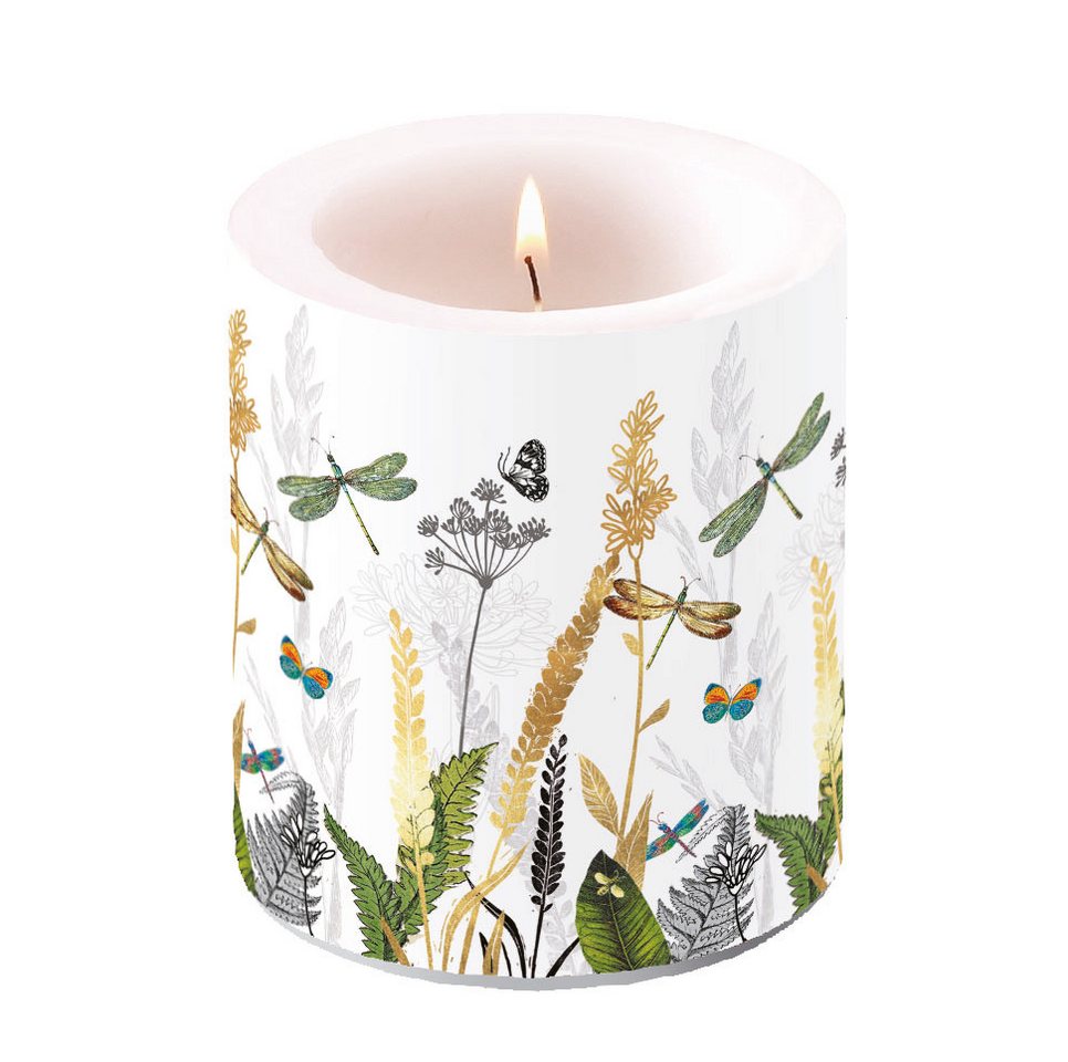 Ambiente Papierserviette Kerze medium – Candle medium – Format: Ø 10 cm x 10 cm – Brenndauer von Ambiente