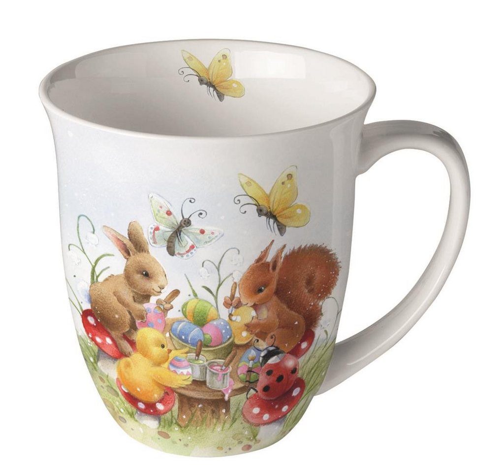 Ambiente Papierserviette Ostern Becher - Mug 0.4 L - Fine Bone China Ø 10 cm x H 10,5 cm – von Ambiente