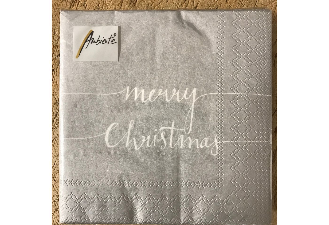 Ambiente Papierserviette Serviette Weihnachten - Napkin - Christmas Note Silver - 33x33cm von Ambiente