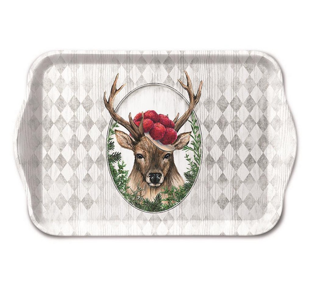 Ambiente Papierserviette Tray Melamine – Tablett – 13 x 21 cm - Deer In Frame – Reh in Rahmen von Ambiente