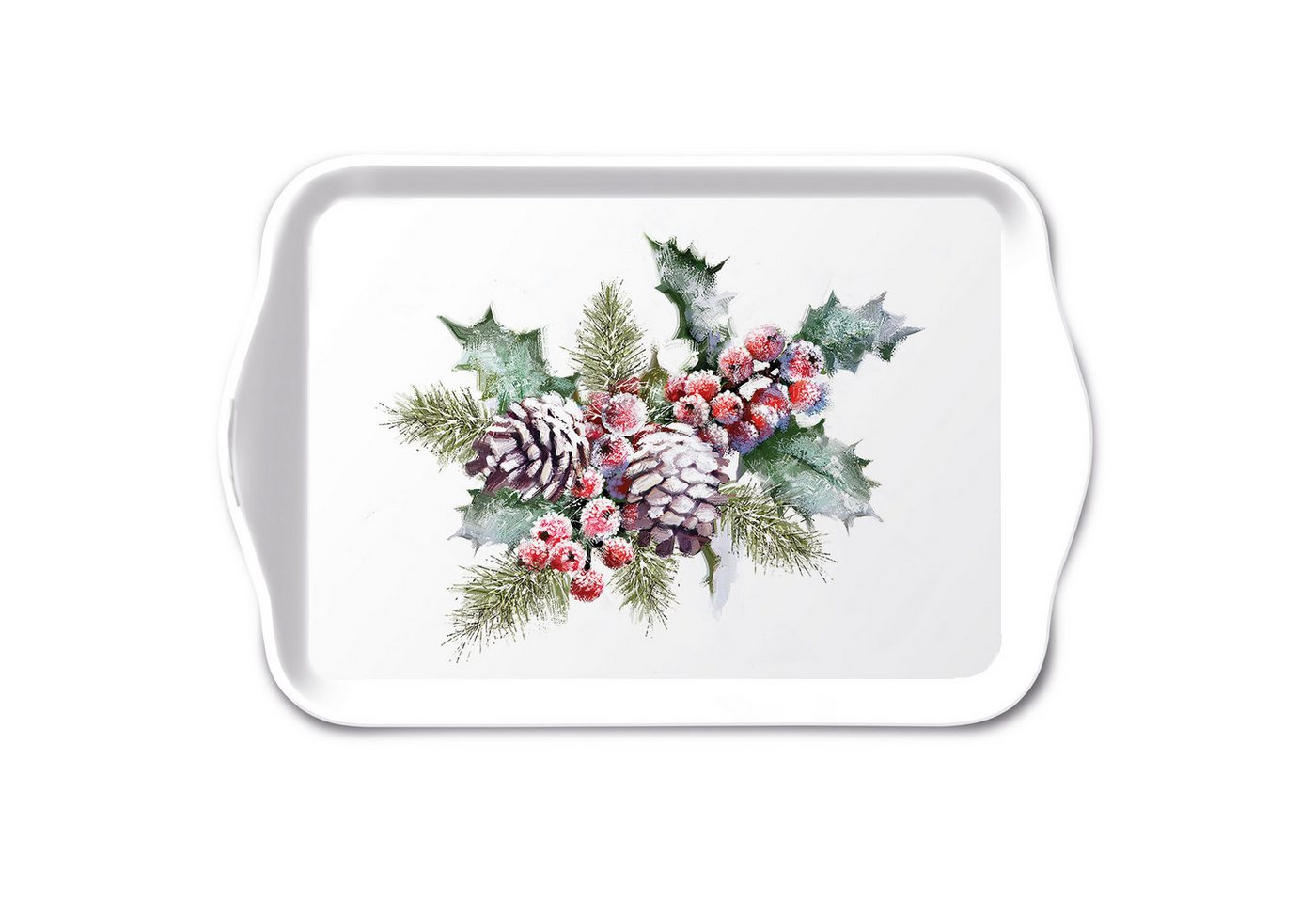 Ambiente Papierserviette Weihnachten – Tray Melamine – Tablett – Format: 13 x 21 cm – Holly von Ambiente