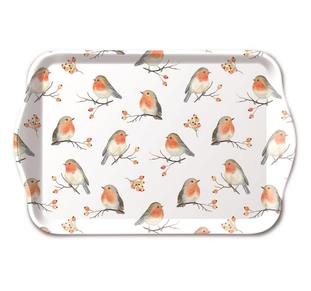 Ambiente Papierserviette Weihnachten – Tray Melamine – Tablett – Format: 13 x 21 cm – Robin von Ambiente