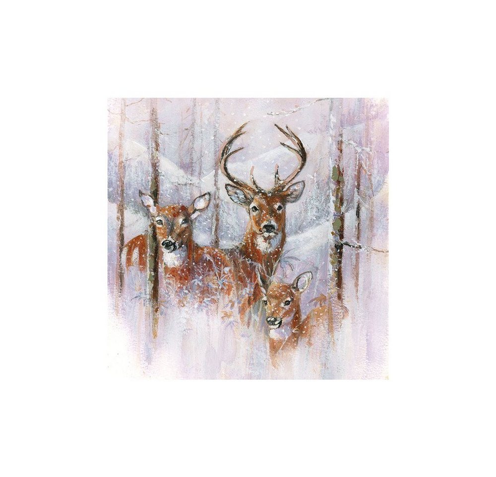 Ambiente® Papierserviette Wildtiere im Winter, (20 St), 33 cm x 33 cm von Ambiente®