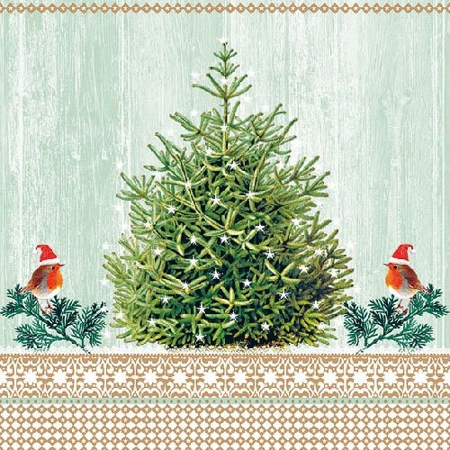 Ambiente Papierservietten - Servietten Lunch / Party / ca. 33x33cm Little Robins - Weihnachten - Rotkehlchen - Ideal Als Geschenk Und Tisch-Deko von Ambiente