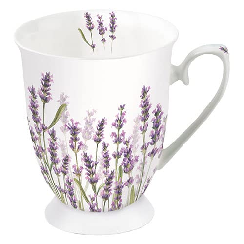 Ambiente Porzellan Becher Mug Tasse Tee/Kaffee ca. 0.25L Floral Lavender Shades White von Ambiente