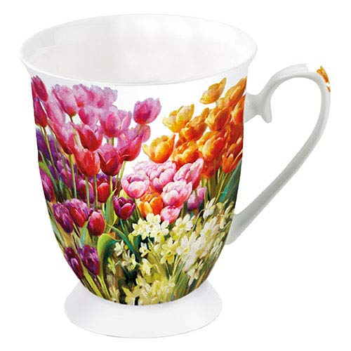 Ambiente Porzellan Becher Mug Tasse Tee/Kaffee ca. 0.25L Floral Tulips von Ambiente