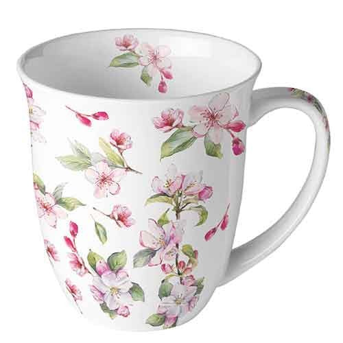 Ambiente Porzellan Tasse ca. 400ml Becher Bone China Mug Für Tee Oder Kaffee Floral Sommer Frühjar Spring blossom white von Ambiente