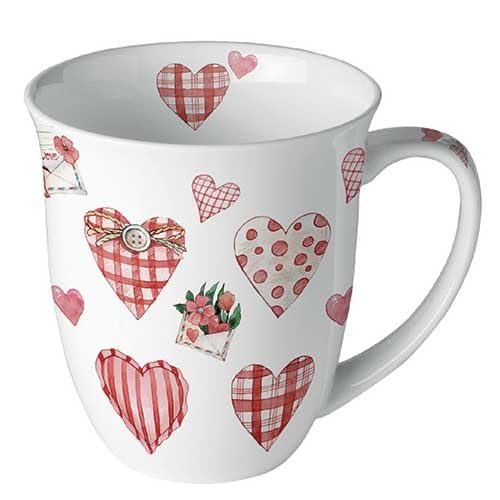 Ambiente Porzellan Tasse ca. 400ml Becher Bone China Mug Für Tee Oder Kaffee Frühjahr Sommer Lovely Hearts von Ambiente