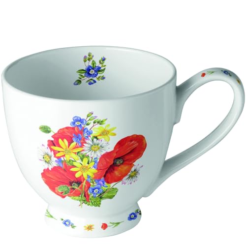 Ambiente Porzellan Tasse ca. 450ml Becher Bone China Mug Für Tee Oder Kaffee Frühjahr Sommer Floral Field bouquet von Ambiente