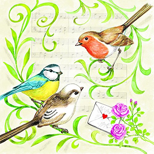Ambiente Serviette Motiv: Singing Birds - singende Vögel 20 Servietten pro Packung von Ambiente