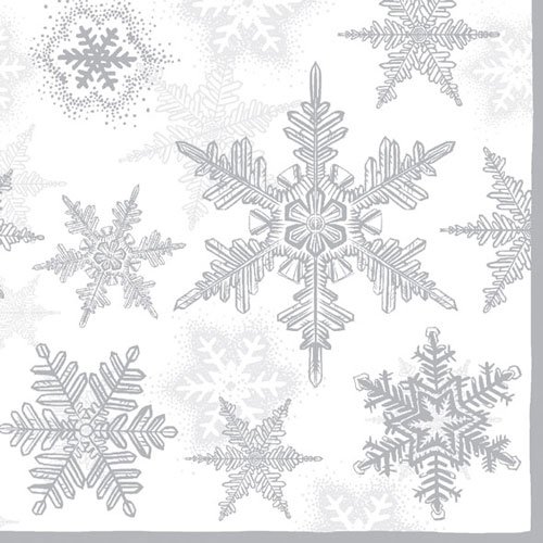 Ambiente Servietten 33x33cm für Weihnachten, Motiv: Snow Crystals silver - Schneekristalle (Inhalt 20 Stk) von Ambiente