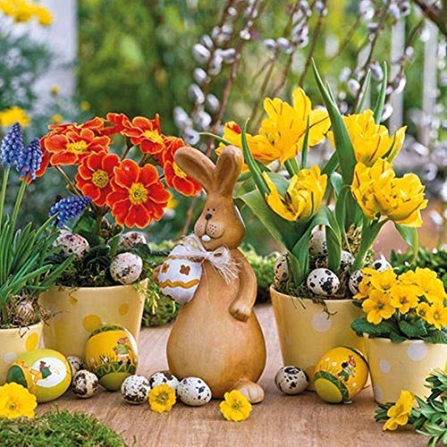Ambiente Servietten Motiv: Easter Spring - Osterhase Blumen 33x33cm, 20 Stück Packung von Ambiente