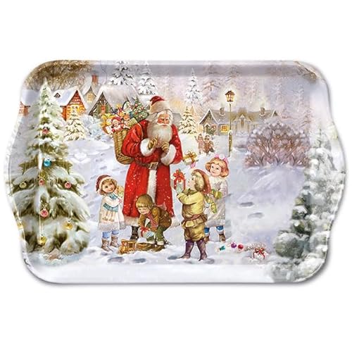 Ambiente Tablett Serviertablett Dekotablett Tray 13x21 cm Melamin Weihnachtsmann bringt Geschenke Traditionelles Weihnachtsmotiv für Nikolaus und Weihnachten Ambiente Tablett Serviertablett Dekotablett Tray 13x21 cm Melamin Weihnachtsmann bringt Geschenke Traditionelles Weihnachtsmotiv für Nikolaus und Weihnachten von Ambiente