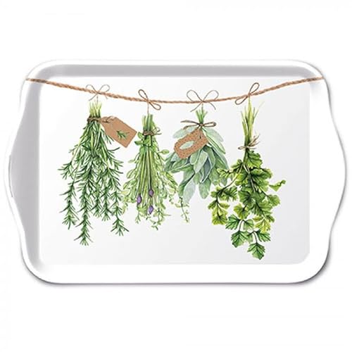 Ambiente Tablett Tray 13x21 cm Kräuter Küche Fresh herb Dekotablett Landhaus von Ambiente