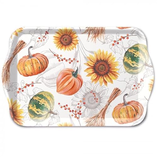 Ambiente Tablett Tray 13x21 cm Pumpkins and Sunflowers Kürbis Sonnenblumen Herbst Landhaus von Ambiente