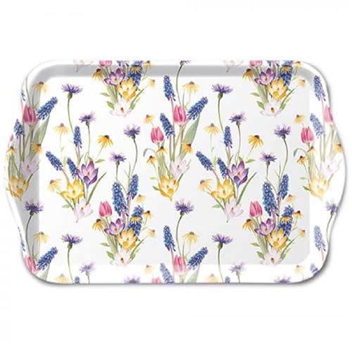 Ambiente Tablett Tray Serviertablett 13x21 cm Dekotablett Frühlingsblumen Melamintablett Frühling Sommer Garten Serie Hello Spring von Ambiente