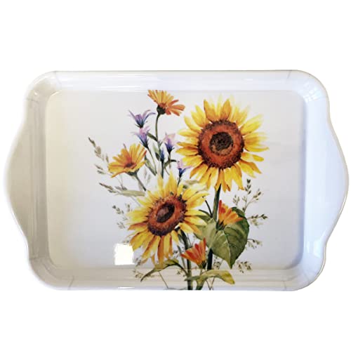 Ambiente Tablett Tray Serviertablett 13x21 cm Dekotablett Sonnenblumen Sunflowers Melamintablett von Ambiente