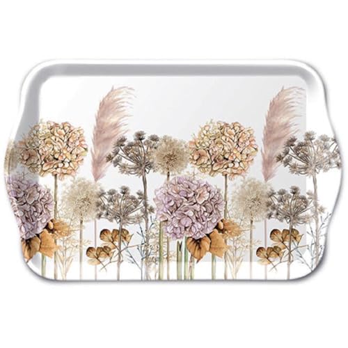 Ambiente Tablett Tray Serviertablett 13x21 cm Dekotablett Trockenblumen Gräser Melamintablett Serie Dried Flowers von Ambiente