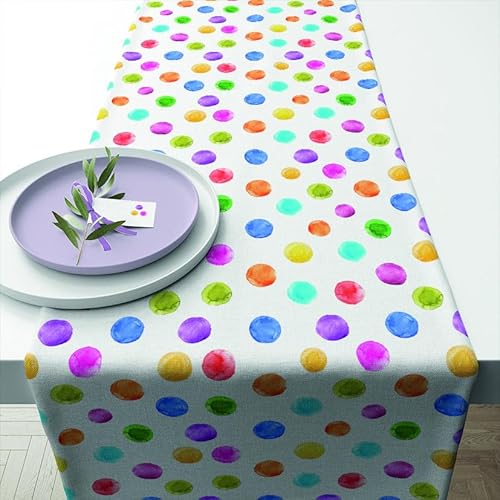 Ambiente Tischläufer Dekodecke Läufer 150x40 cm 100% Baumwolle Bunte Tupfen Party Geburtstag Serie Polka dots von Ambiente