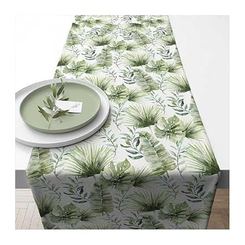 Ambiente Tischläufer Läufer Table Runner / 40x150 cm / Blätter Pflanzen Tropisch Dschungel / 100% Baumwolle von Ambiente