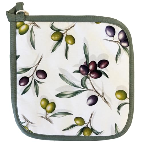 Ambiente Topflappen 20 x 20 cm potholder Baumwolle mit Isolierung Oliven Mediterran Delicious Olives von Ambiente