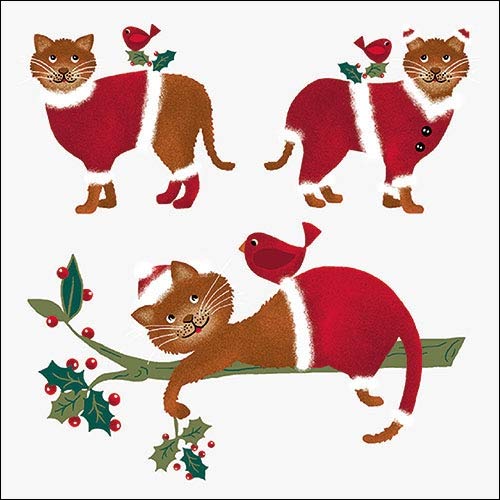 Ambiente Weihnachtsserviette, 33 cm, 20 Stück, Dressed Cats (weiß) von Ambiente