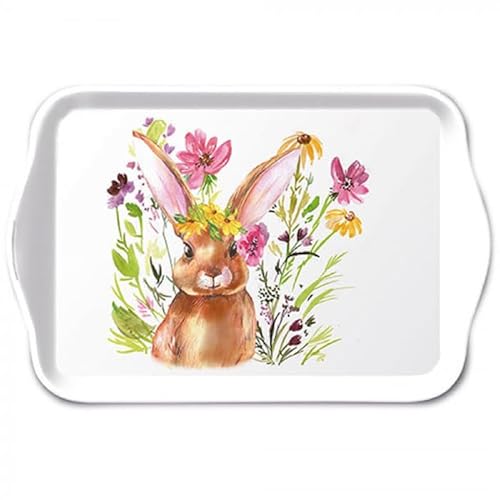 Ambiente kleines Tablett Dekotablett 13 x 21 cm Melamin Ostern Osterdame Bunny/Serie Girl Bunny von Ambiente