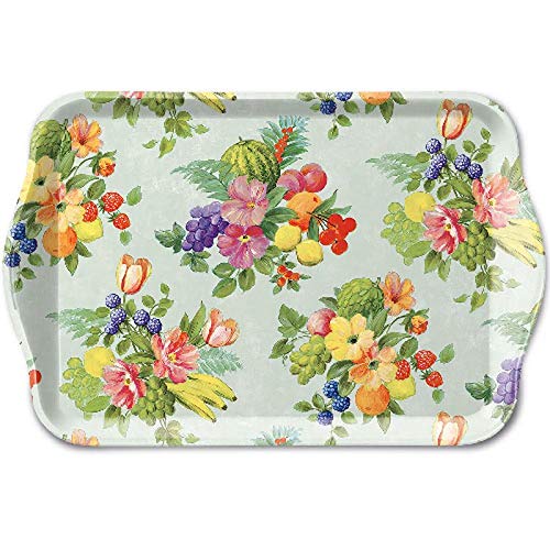 Melamin Tablett ca. 13 x 21 cm Blumen und Obst, Flowers and Fruits Green,Kaffee, Tee Serivce von Ambiente